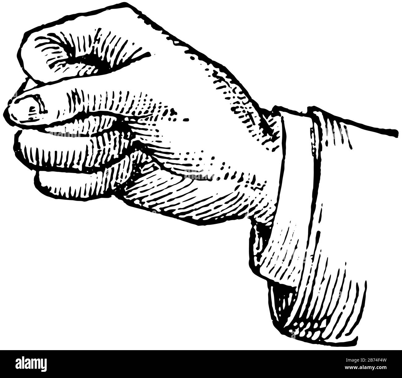 Questa immagine rappresenta la posizione delle mani in determinazione o rabbia, disegno a linea vintage o illustrazione dell'incisione Immagine e Vettoriale - Alamy