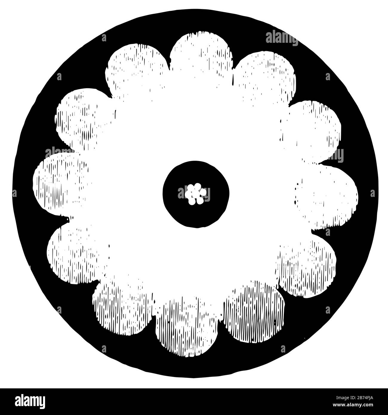 Questa illustrazione rappresenta un cavo utilizzato per la trasmissione di energia elettrica o segnali, per il disegno di linee vintage o per l'incisione. Illustrazione Vettoriale