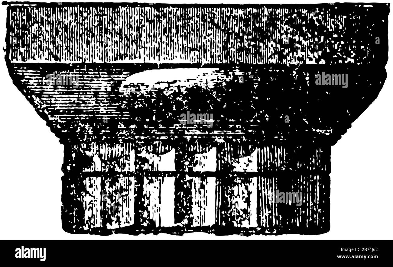 Grecian capitale dorica, L'Ordine Dorico, in architettura, il secondo dei cinque ordini, tra la Toscana e Ionica, linea d'epoca disegno o incisione Illustrazione Vettoriale