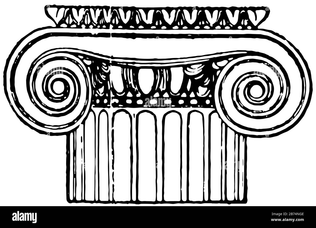 Capitale greca, tempio di Atena Polias, architettura, in un'incisione ottocentesca, la versione romana, il disegno linea vintage o l'illustrazione dell'incisione. Illustrazione Vettoriale