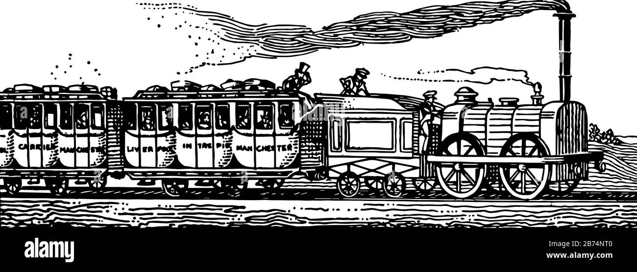 Le memorie di un elefante bianco, questa scena mostra le persone nel treno, linea vintage disegno o incisione illustrazione Illustrazione Vettoriale