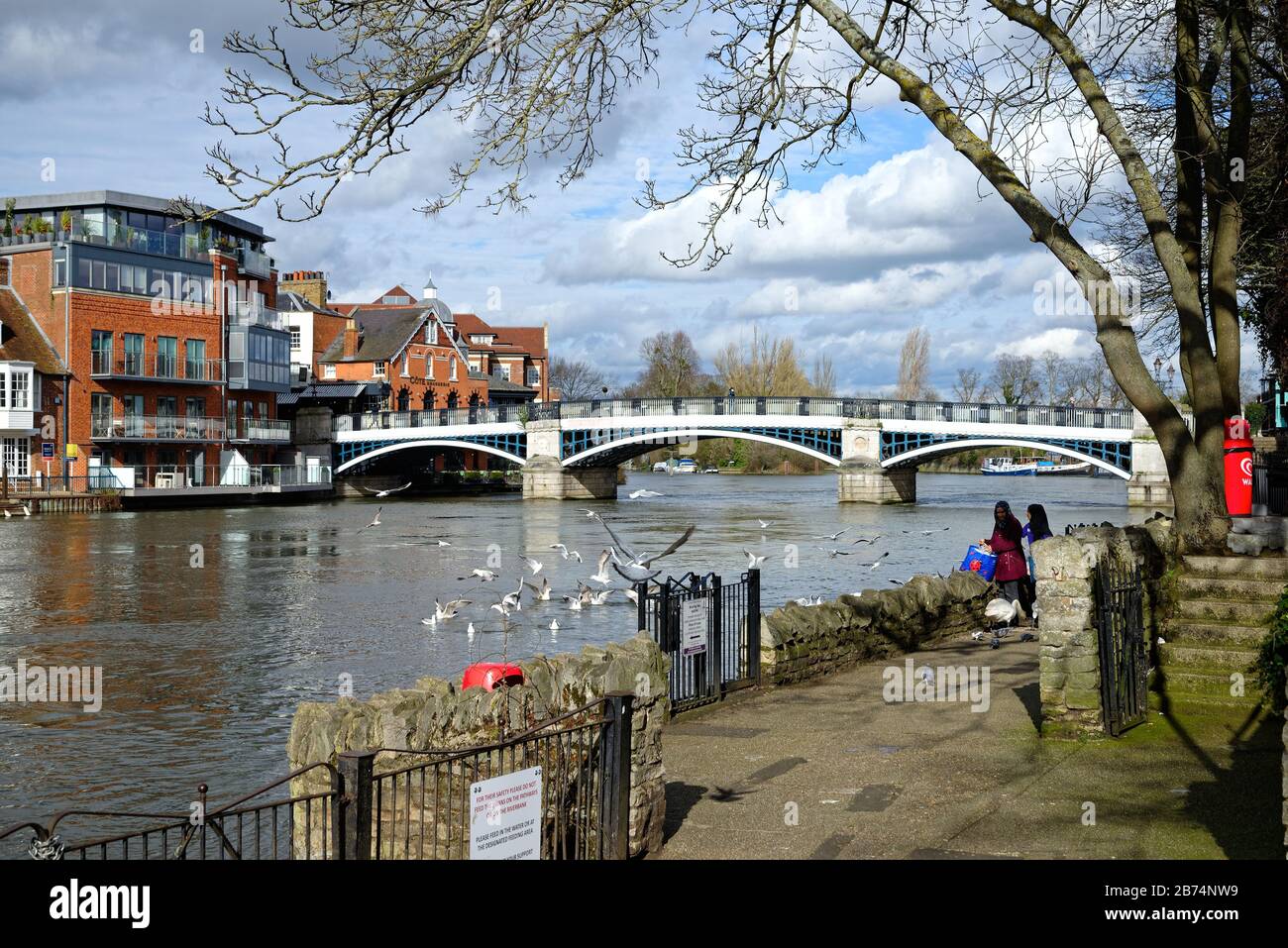 Il ponte pedonale Windsor ed Eton attraversa il Tamigi a Windsor Berkshire Inghilterra UK Foto Stock