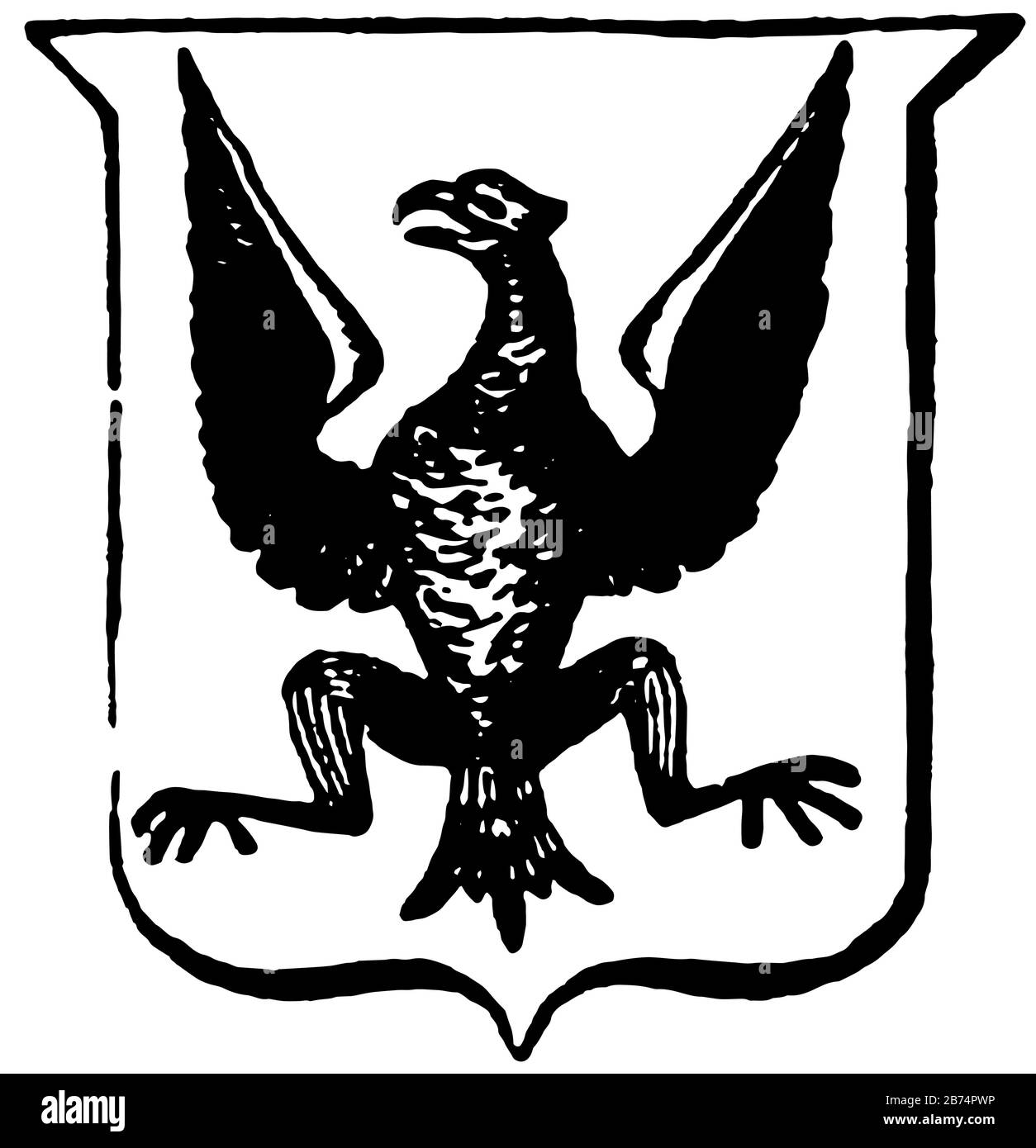 Eraldica, Esposti hanno Bird con le ali sparse, linea vintage disegno o incisione illustrazione. Illustrazione Vettoriale