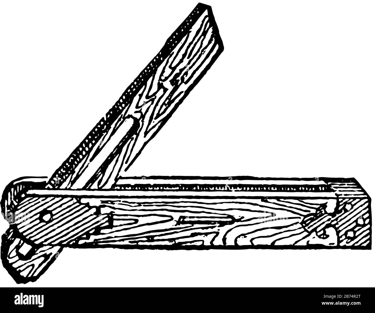 Questa illustrazione rappresenta Lo Smusso dove le superfici di lavoro alla stessa inclinazione, disegno di linea vintage o illustrazione di incisione. Illustrazione Vettoriale