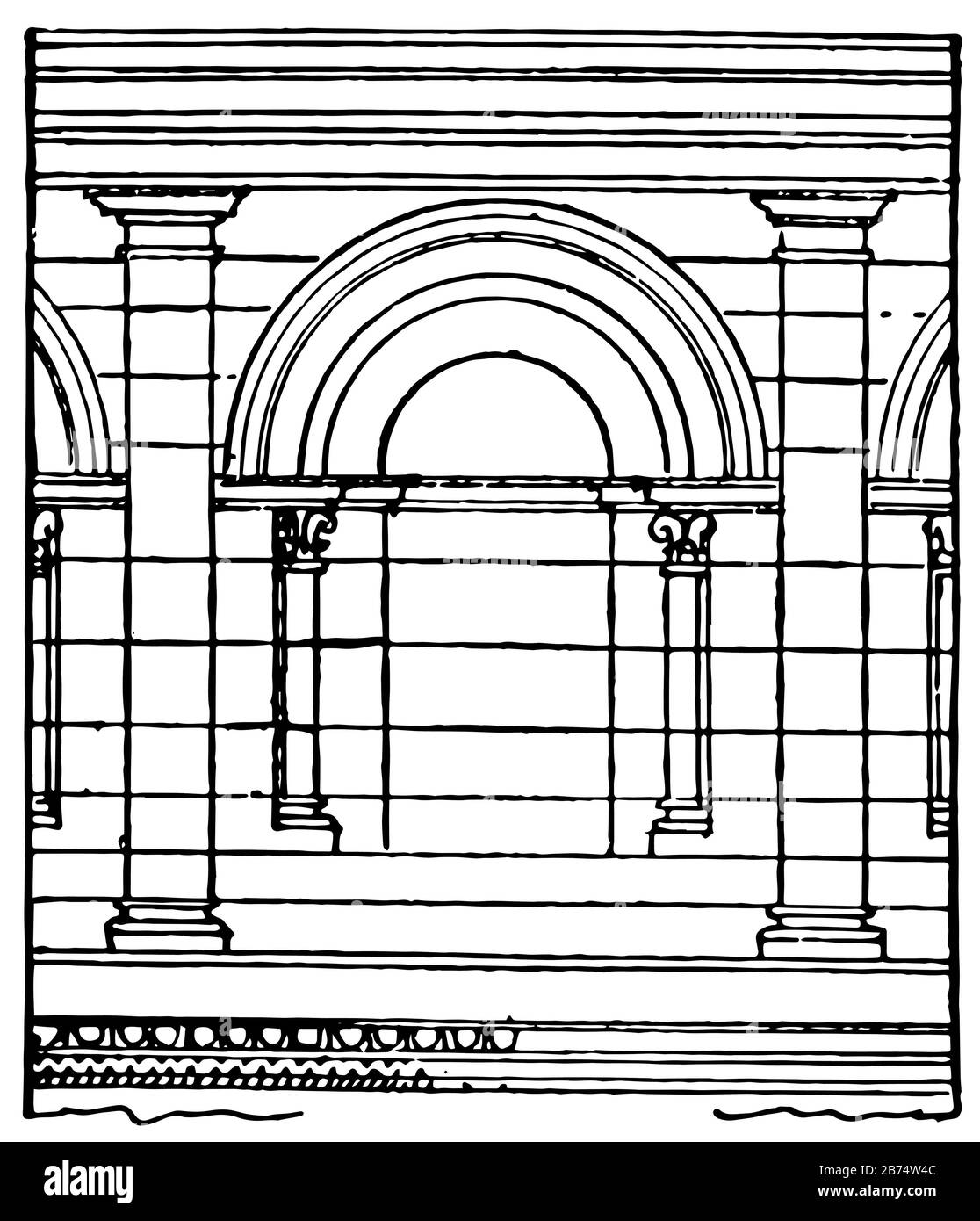 San Paolo-trois-Chateaux, Noviomagus dei Tricastini, i tre castelli, mistranslated esso in francese, linea d'annata disegno o incisioni illustrazione Illustrazione Vettoriale