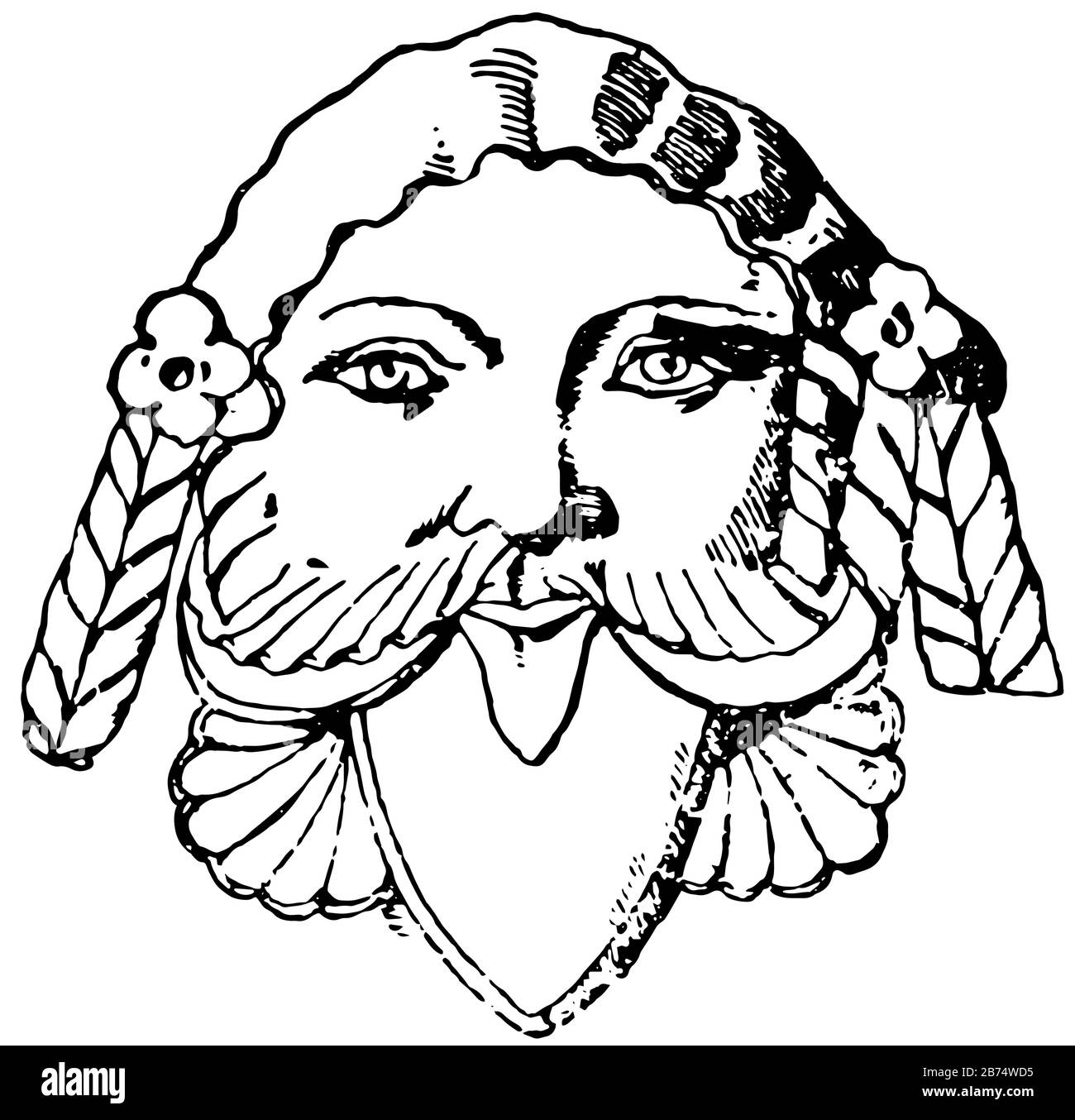 Le maschere etrusche sono Terracotta, disegno a linea vintage o  illustrazione dell'incisione Immagine e Vettoriale - Alamy