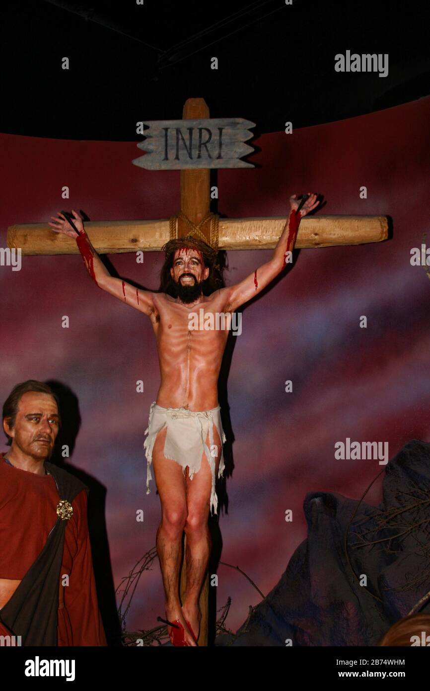 SAN ANTONIO, STATI UNITI - 27 settembre 2006: Il lavoro di cera della Crocifissione dal film Passione del Cristo. Foto Stock