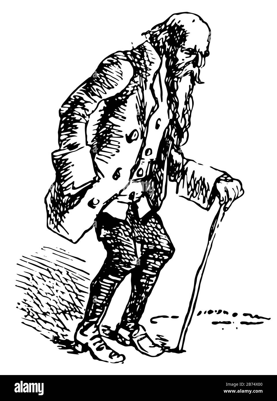 Grey Beard, questa scena mostra un vecchio con la barba lunga camminare e tenere bastone in una mano, linea vintage disegno o incisione illustrazione Illustrazione Vettoriale Grey Beard, questa scena mostra un vecchio con la barba lunga camminare e tenere bastone in una mano, linea vintage disegno o incisione illustrazione Illustrazione Vettoriale