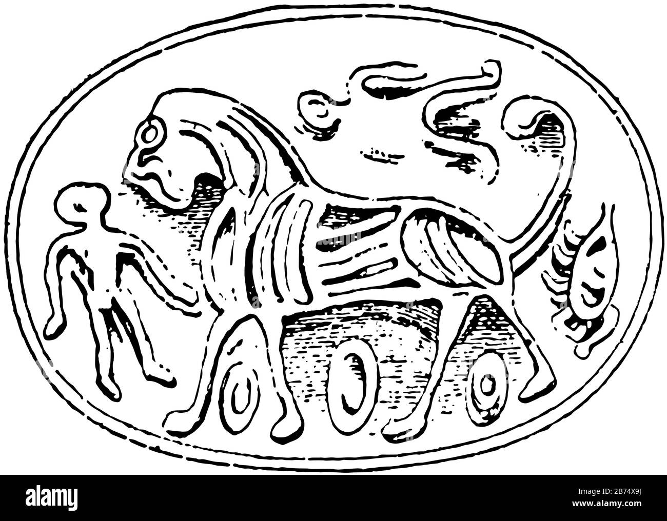 GEM in British Museum, disegno di linea d'epoca o illustrazione di incisione. Illustrazione Vettoriale