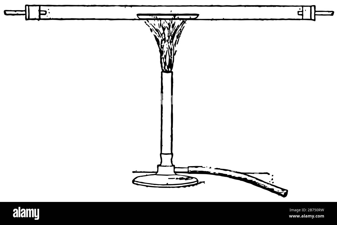 Questa illustrazione mostra un esperimento chimico in cui il metallo viene riscaldato ad una temperatura estrema, disegno di linea vintage o illustrazione di incisione. Illustrazione Vettoriale