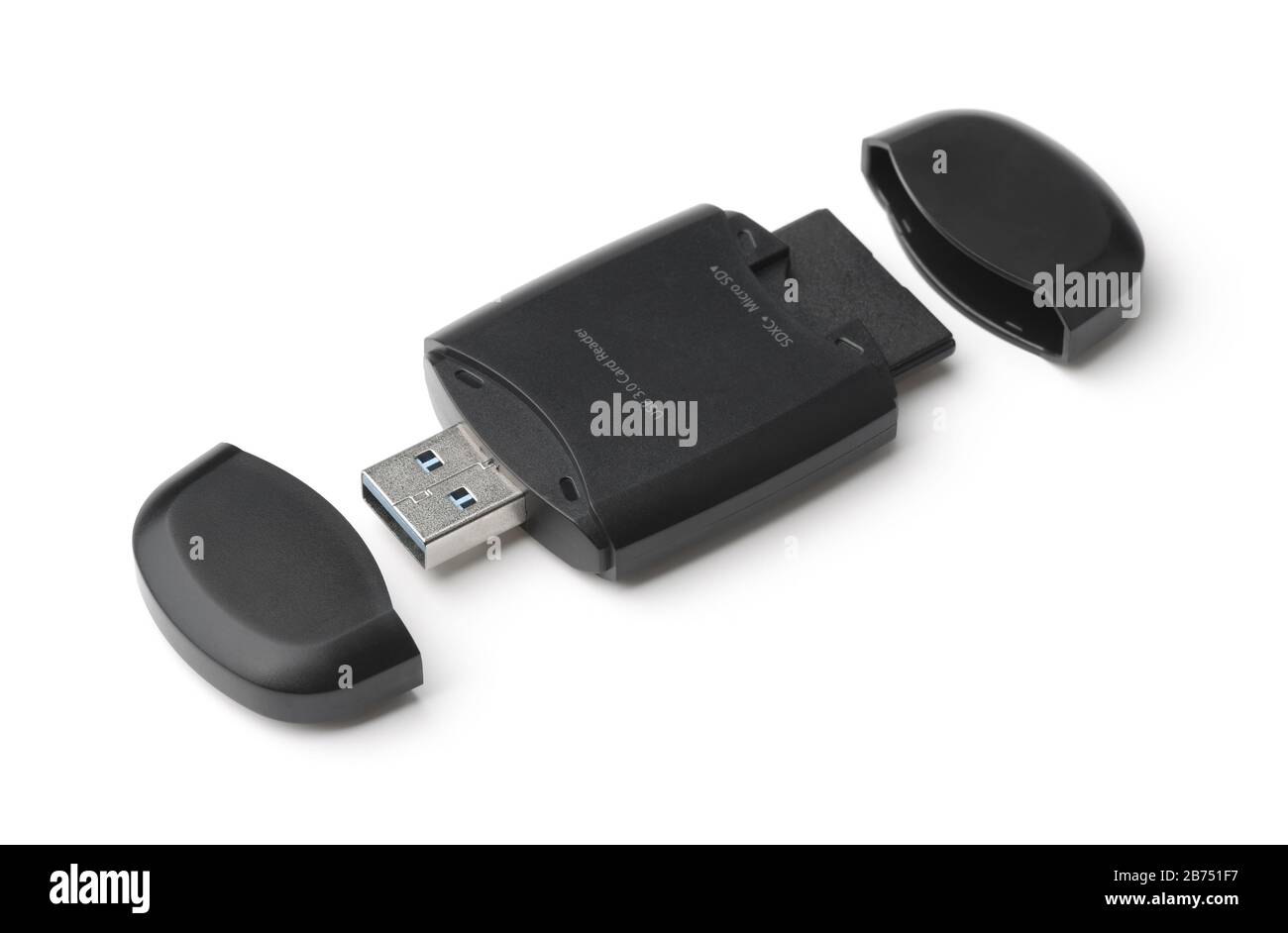 Lettore di schede USB isolato su bianco Foto Stock