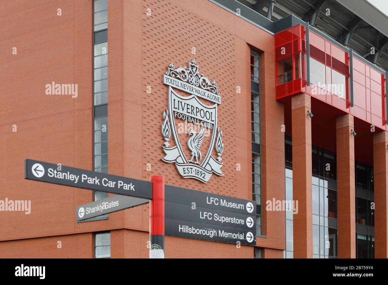 Stadio di calcio Anfield del FC Liverpool, il 02.03.2019. [traduzione automatica] Foto Stock