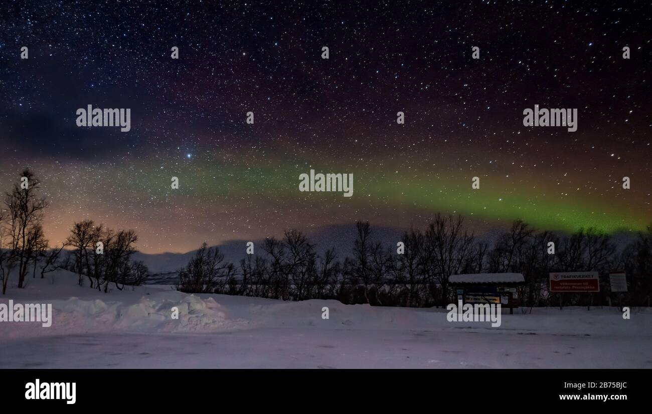 L'aurora boreale nella parte settentrionale della Svezia Foto Stock