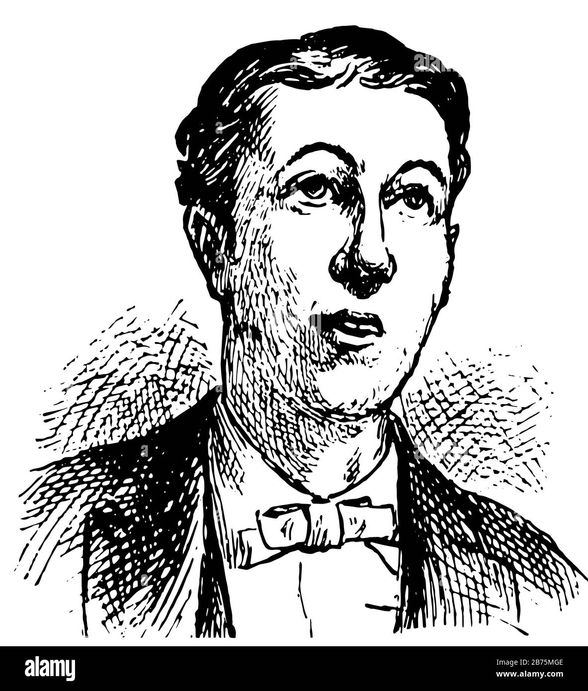 Uomo con cravatta ad arco che esprime speranza in questa immagine, disegno di linea vintage o illustrazione di incisione. Illustrazione Vettoriale
