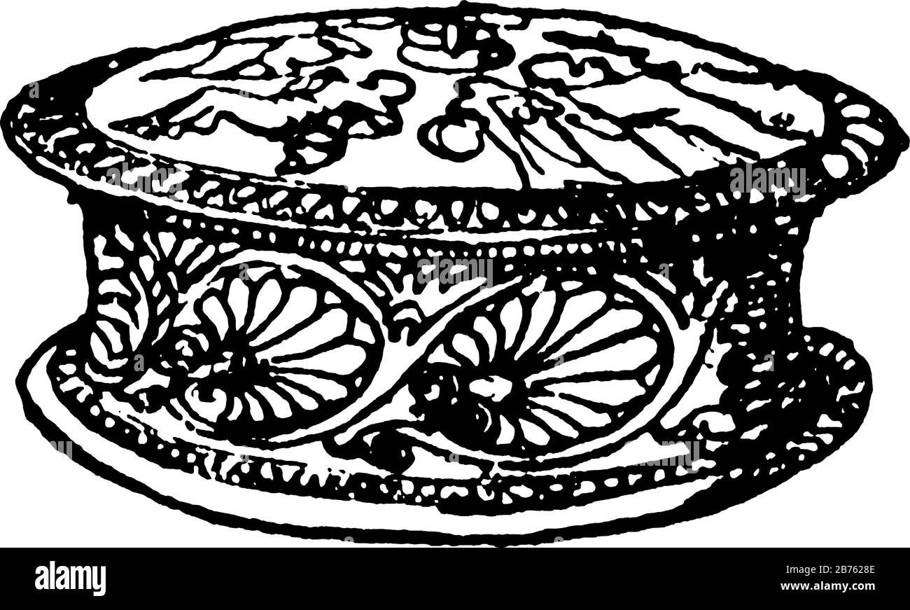 Greco Vase come una scatola Unguento, è molto antik design, la sua relativa durata, vintage linea di disegno o incisione illustrazione. Illustrazione Vettoriale