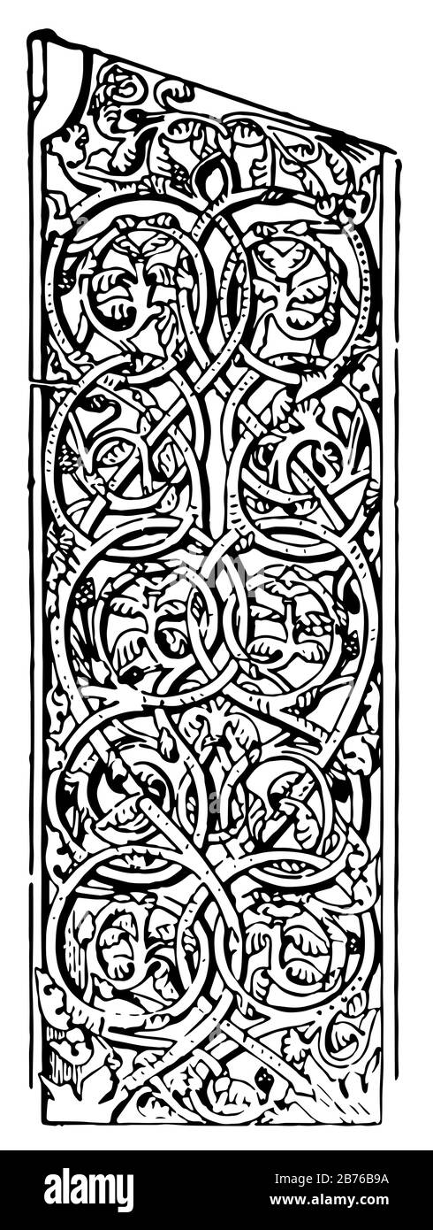 L'intaglio è un disegno norvegese, un disegno a linea vintage o un'illustrazione dell'incisione. Illustrazione Vettoriale