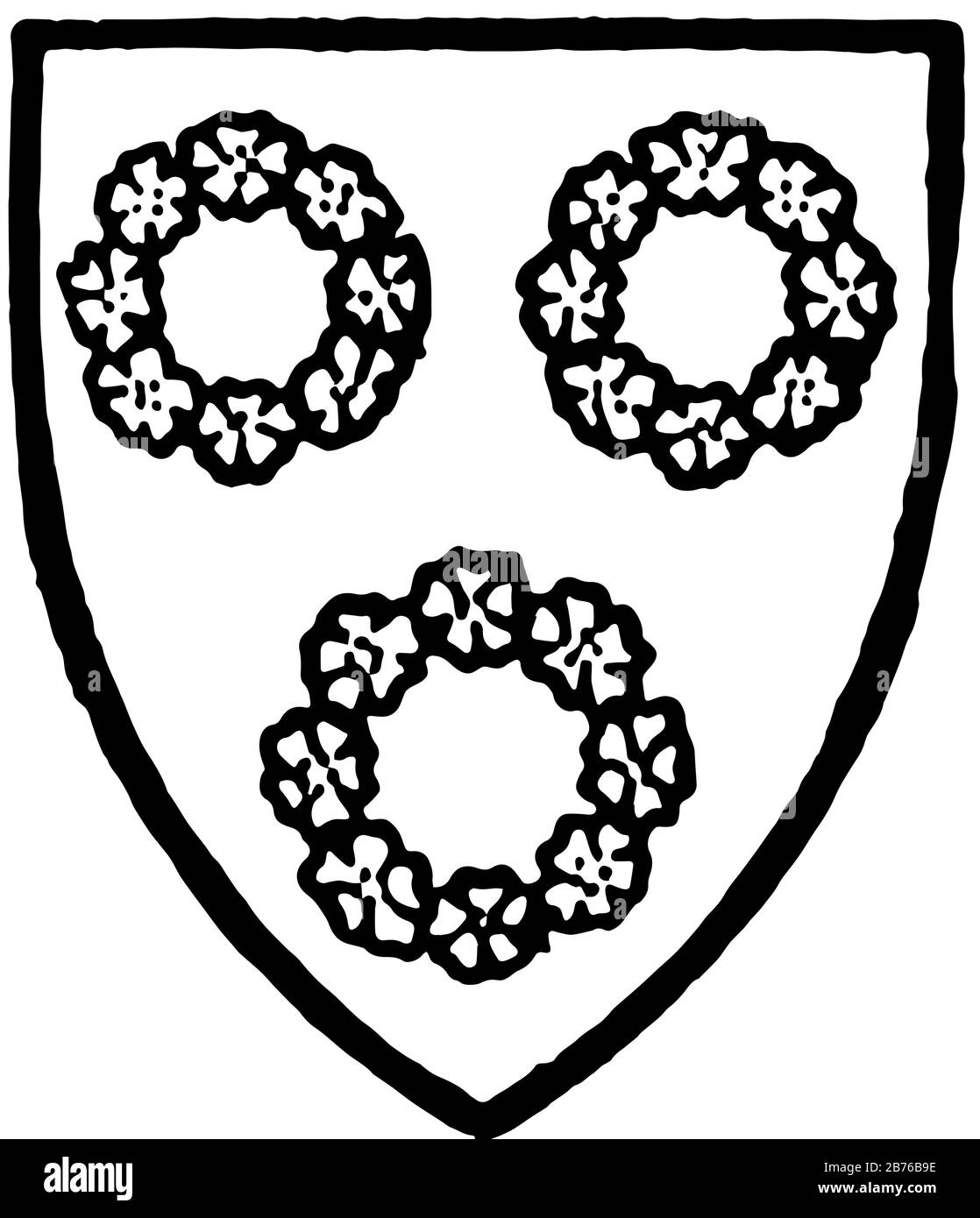 Hilton of Westmoreland Bore Sable Three Rings gold, disegno di linea vintage o illustrazione dell'incisione. Illustrazione Vettoriale