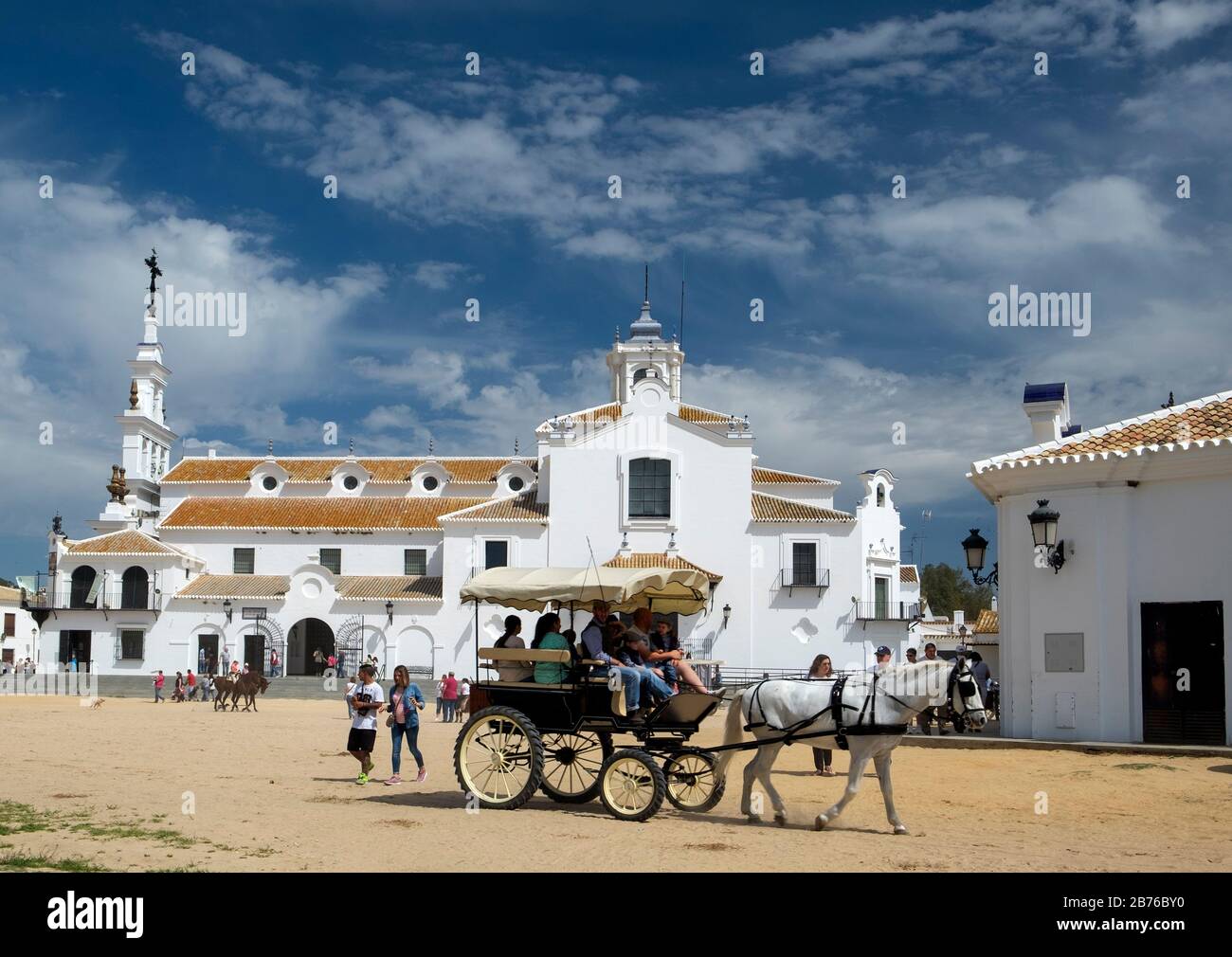 Vista del festival El Rocio, Huelva, Andalusia. Spagna Foto Stock