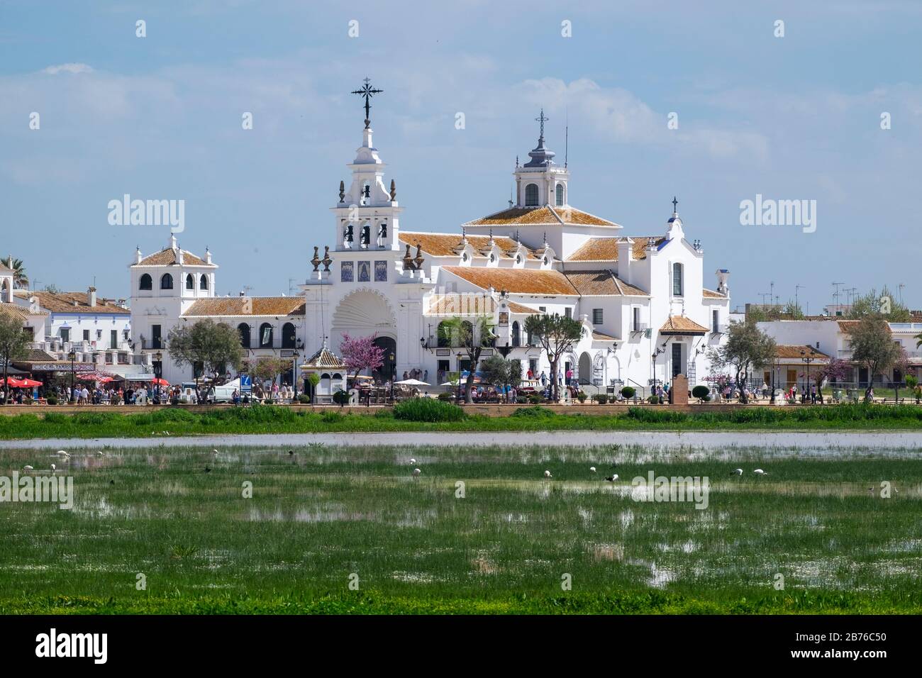 Vista del festival El Rocio, Huelva, Andalusia. Spagna Foto Stock