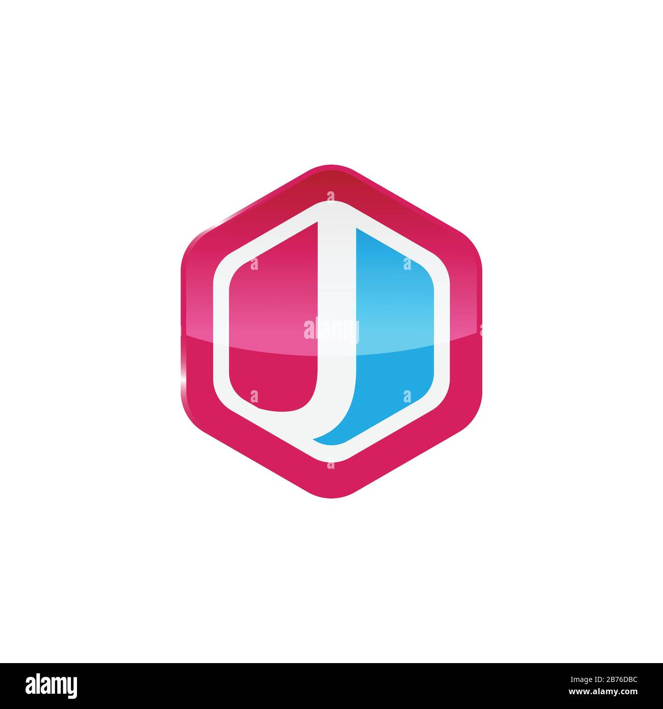 Immagine vettoriale Colorata con icona a forma di logo J con lettera esagonale Illustrazione Vettoriale