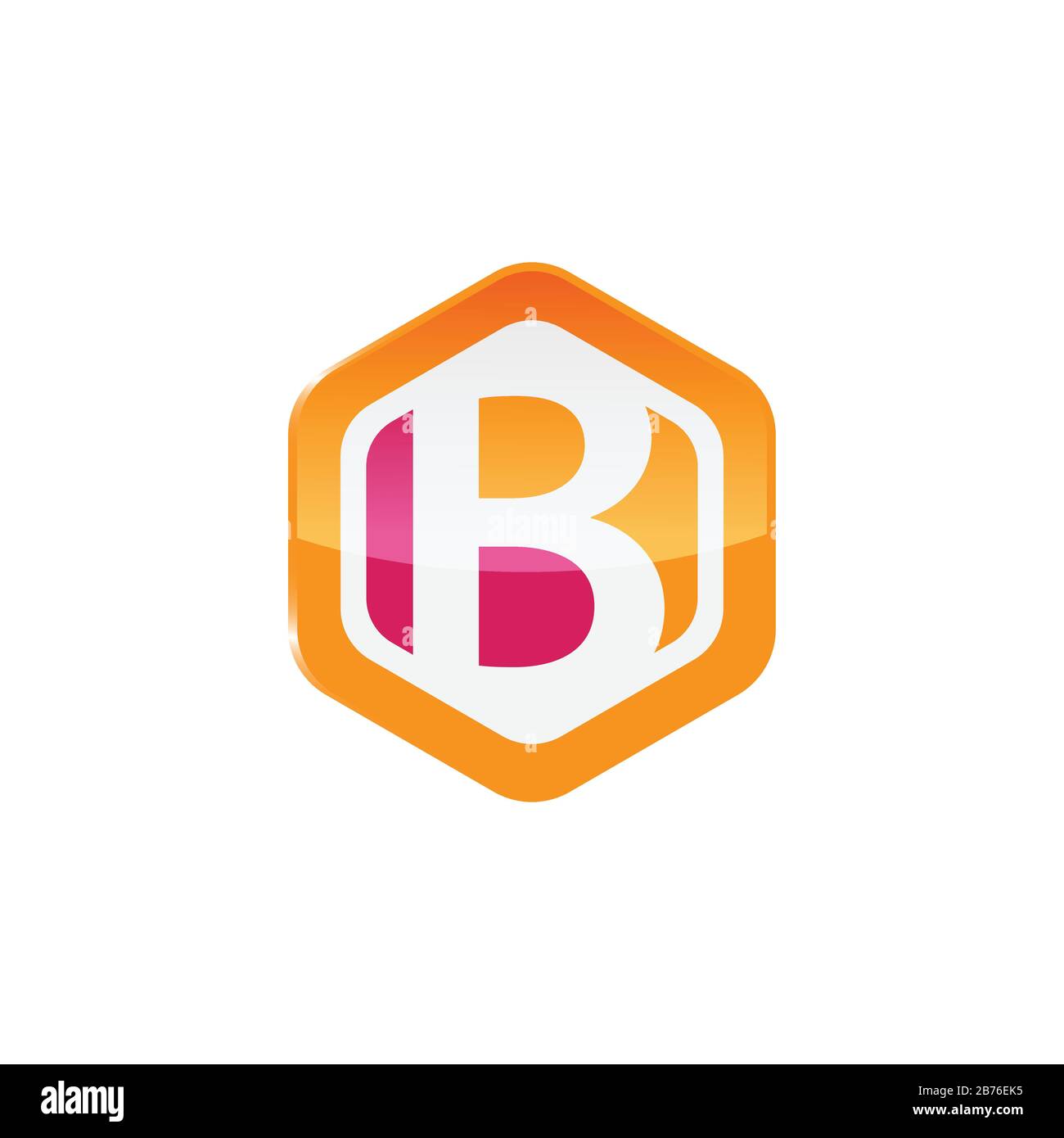Immagine vettoriale Colorata del modello con icona del logo B con lettera esagonale Illustrazione Vettoriale