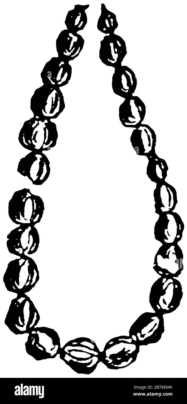 La collana ha una stringa di perle, disegno linea vintage o illustrazione di incisione. Illustrazione Vettoriale