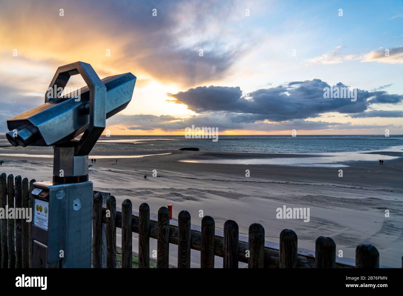 Isola del Mare del Nord di Borkum, tramonto, Frisia Est, bassa Sassonia, Germania, Foto Stock