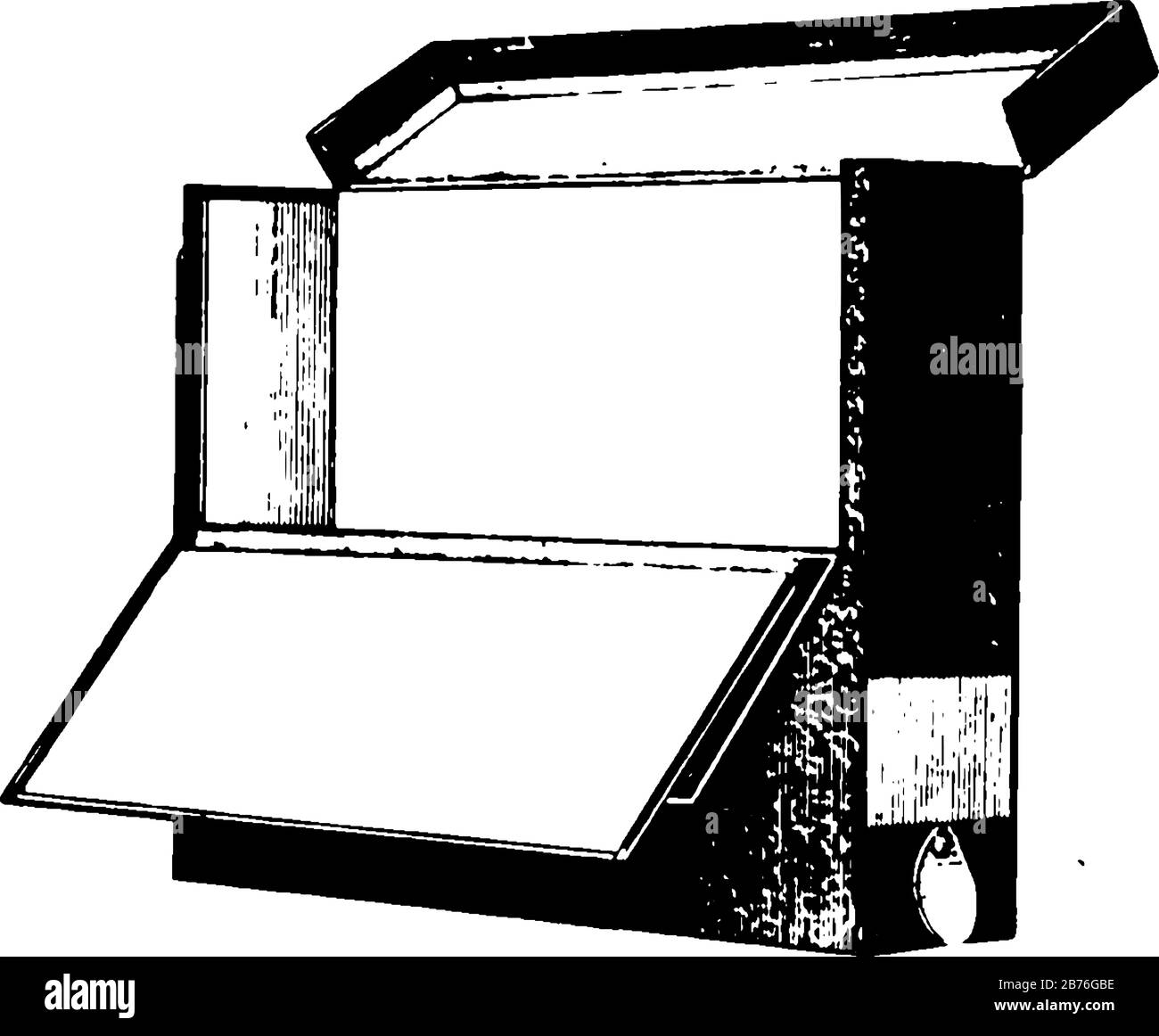 Questa illustrazione rappresenta la scatola di rinvio utilizzata per trasferire cartelle di archiviazione, disegni a linee vintage o illustrazioni di incisione. Illustrazione Vettoriale