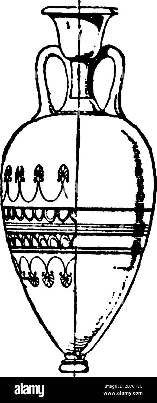Il vaso greco è un vaso di vino alto con due o tre manici, il suo trovato sulla terracotta nell'uso quotidiano, in modo da dobbiamo tracciare lo sviluppo dell'arte greca t Illustrazione Vettoriale