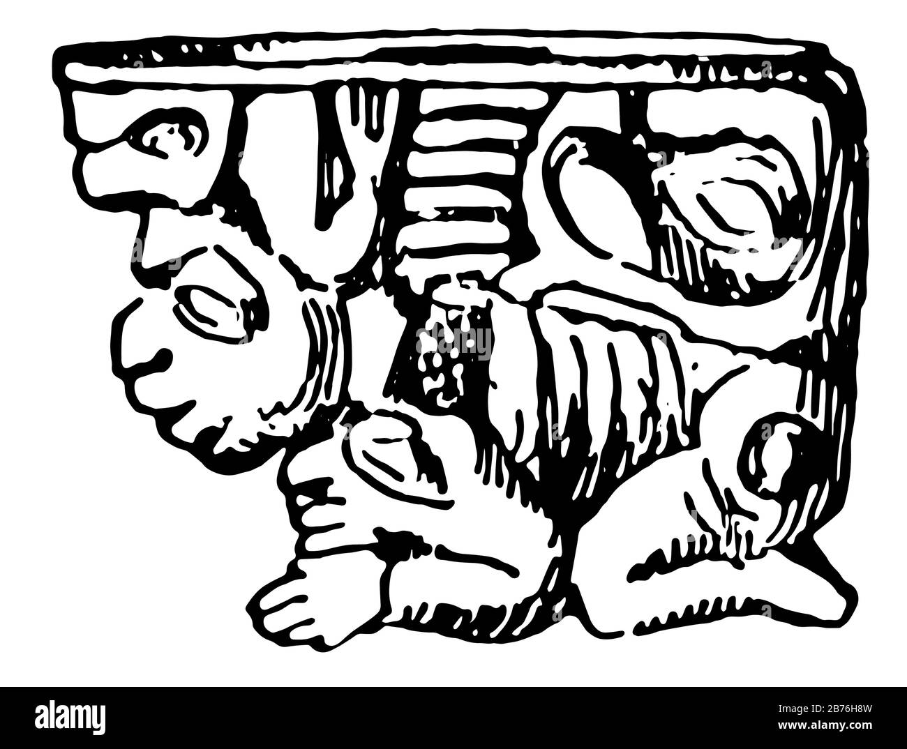 Mexican Pipe Bowl disegnato nel Museo americano di Storia Naturale, sono progettati per contenere il tuo bastone farmaco, linea d'epoca disegno o incisione Illustrazione Vettoriale