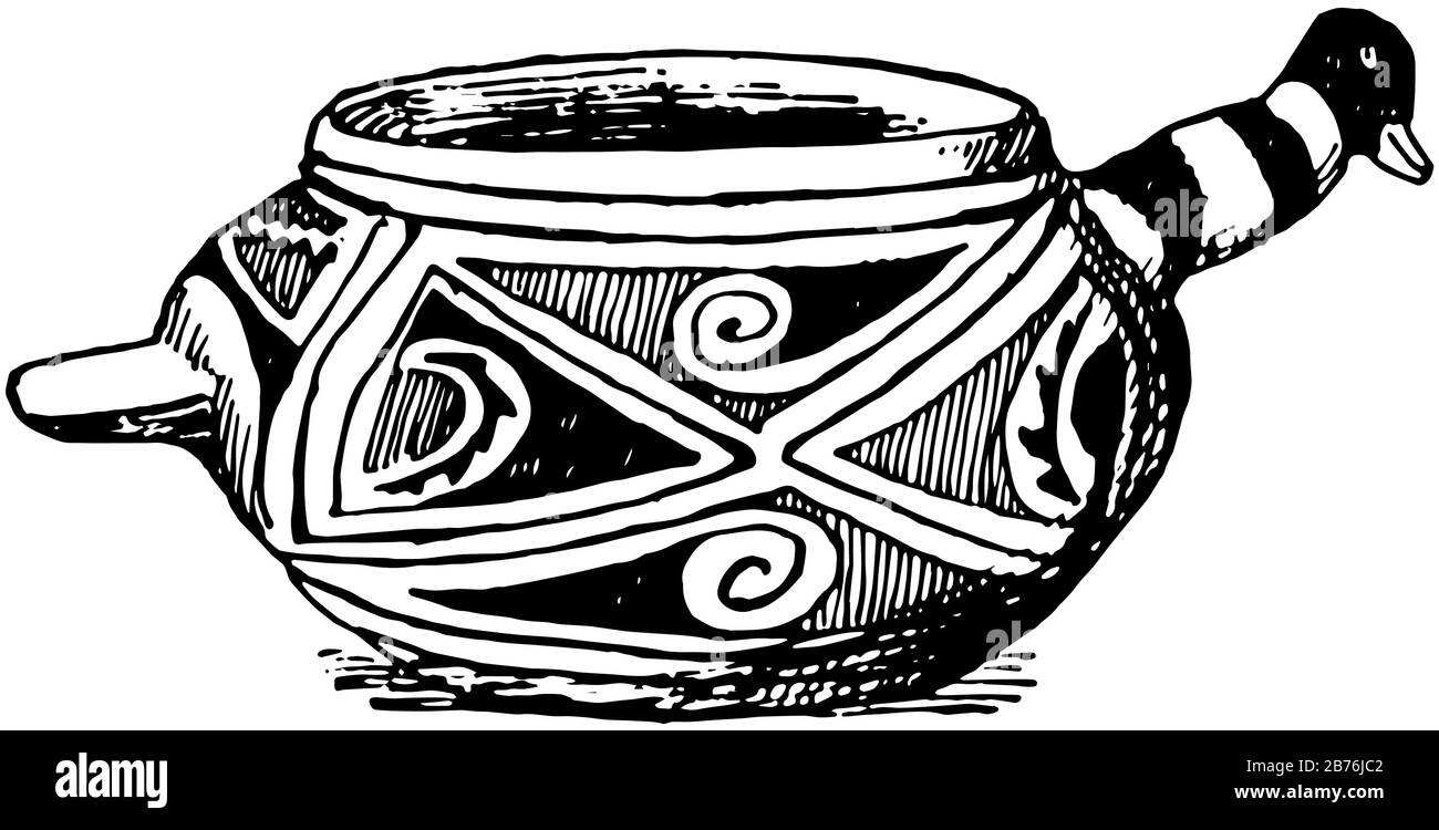 Vaso di anatra messicano disegnato nel Museo Americano di Storia Naturale a New York, sono un anatra dabbling nel genere Anas che razze in Messico, vi Illustrazione Vettoriale