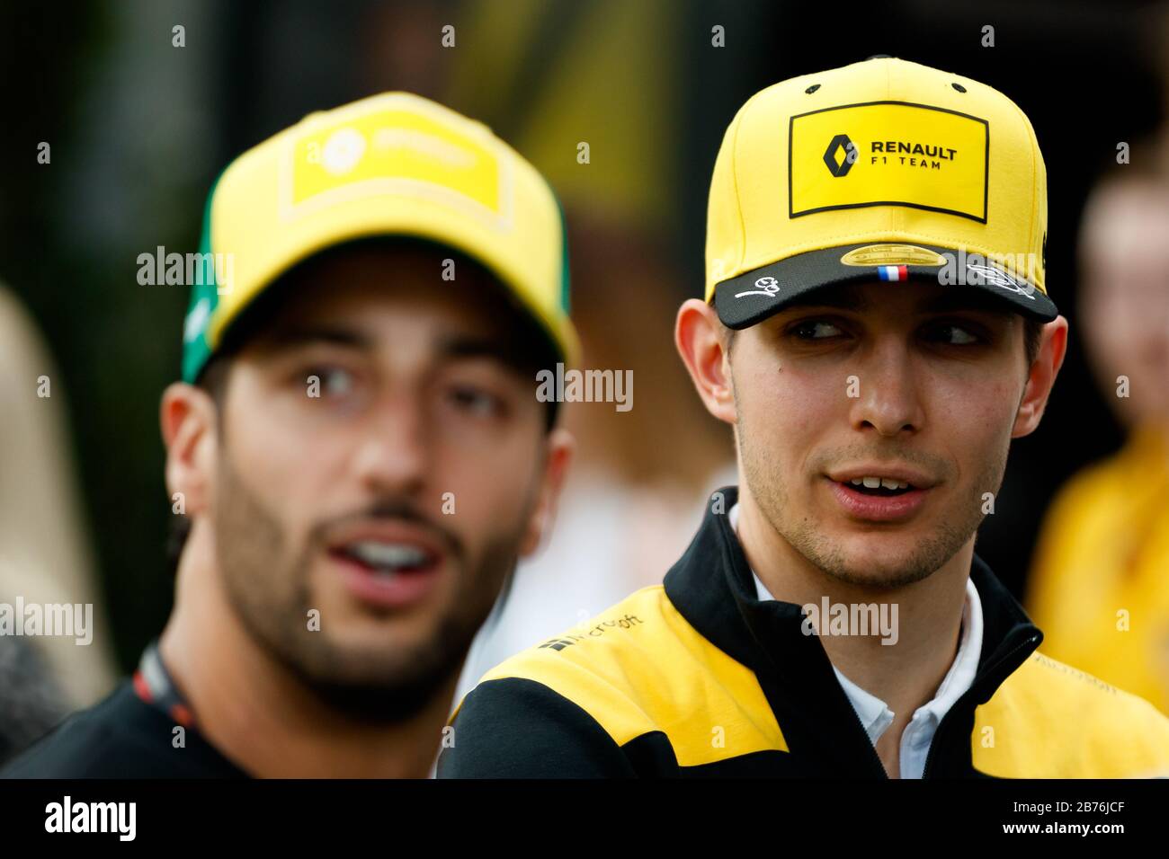 Daniel Ricciardo (AUS) e Esteban OCON (fra) Foto Stock