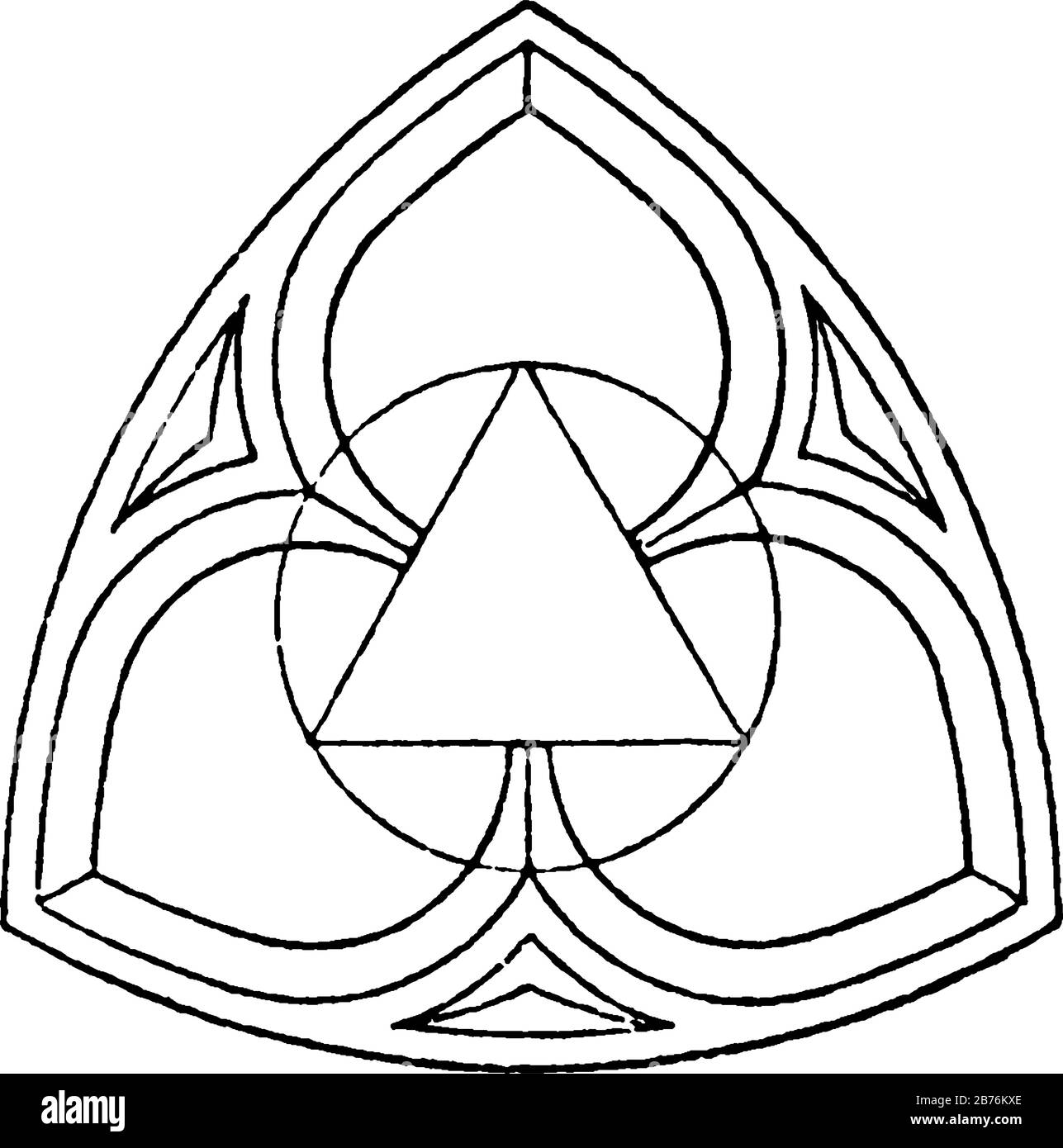 Trattoria gotica, architettura gotica, parti d'Europa, finestra gotica, disegno linea vintage o illustrazione incisione. Illustrazione Vettoriale