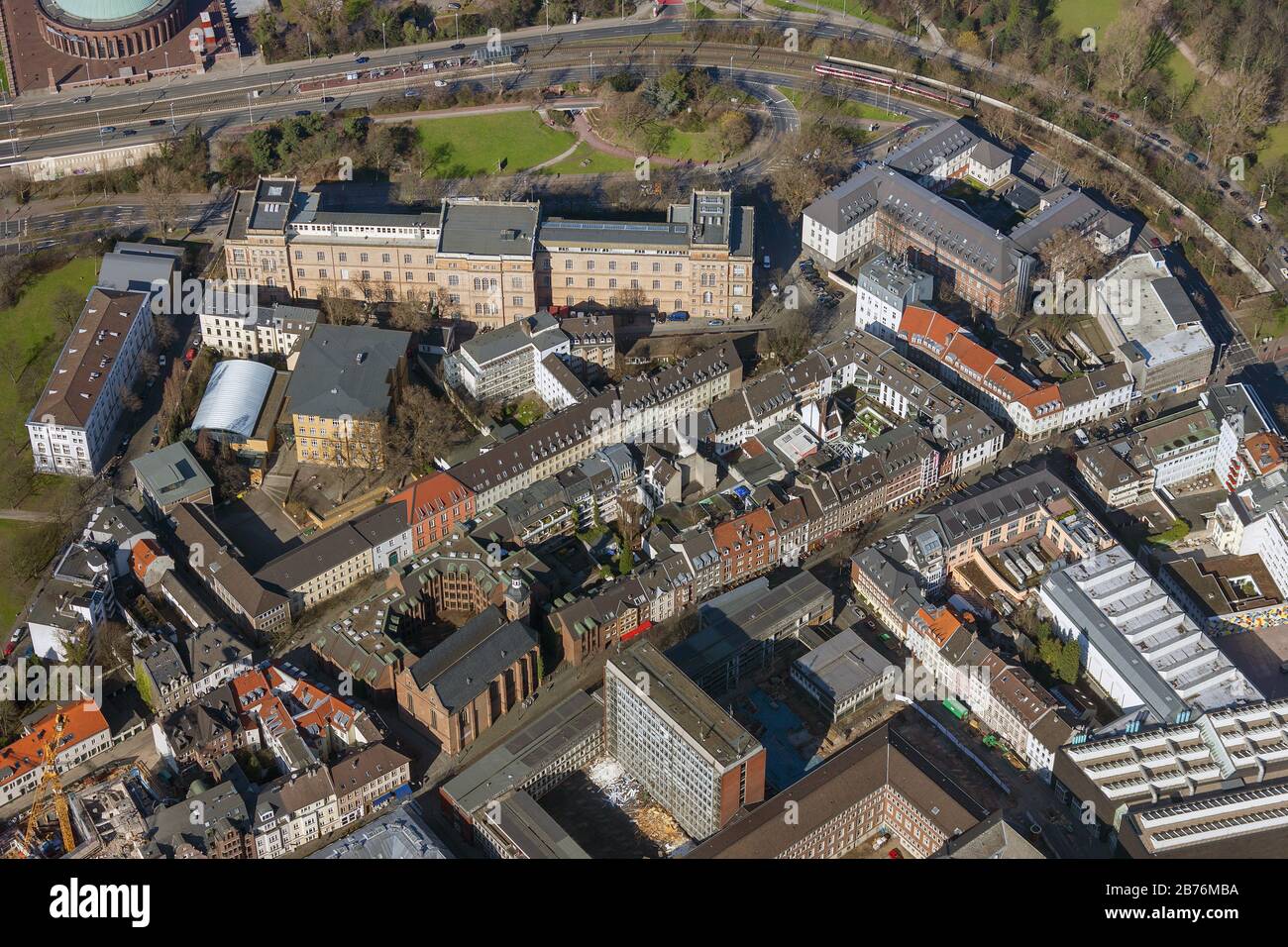 , edifici del Collegio d'Arte di Dusseldorf e del Collegio di St.-Ursula-business, 19.03.2012, vista aerea, Germania, Renania Settentrionale-Vestfalia, basso Reno, Dusseldorf Foto Stock