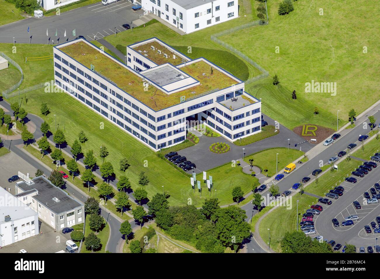 , terreno di LR Health & Beauty Systems GmbH in Ahlen, 23.07.2012, vista aerea, Germania, Renania Settentrionale-Vestfalia, Ahlen Foto Stock