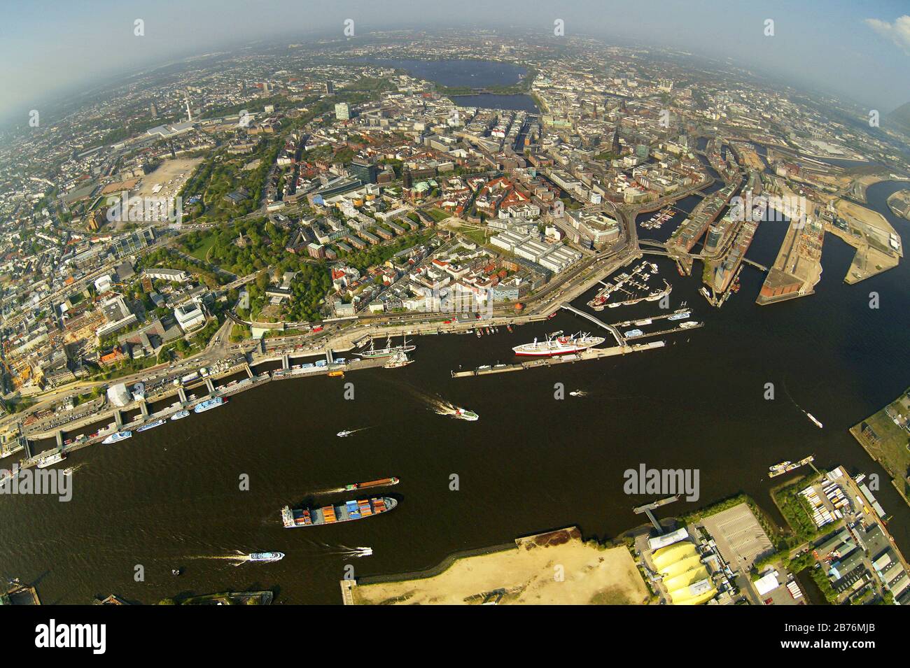 , porto di Amburgo a Norderelbe, 11.05.2006, vista aerea, Germania, Amburgo Foto Stock