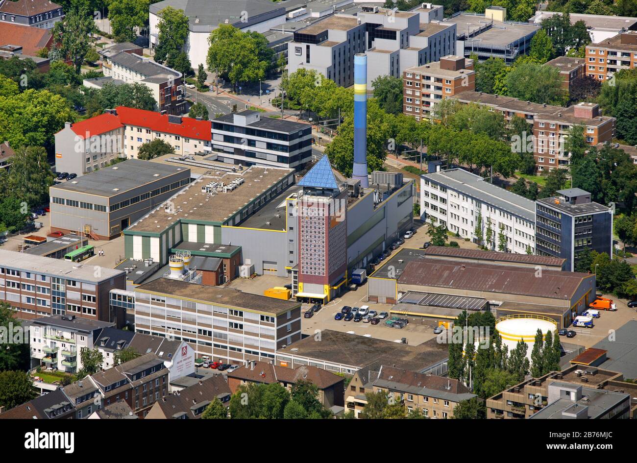 , EVO, centrale termica di Oberhausen a Danziger Street, 02.08.2011, vista aerea, Germania, Renania Settentrionale-Vestfalia, Area della Ruhr, Oberhausen Foto Stock