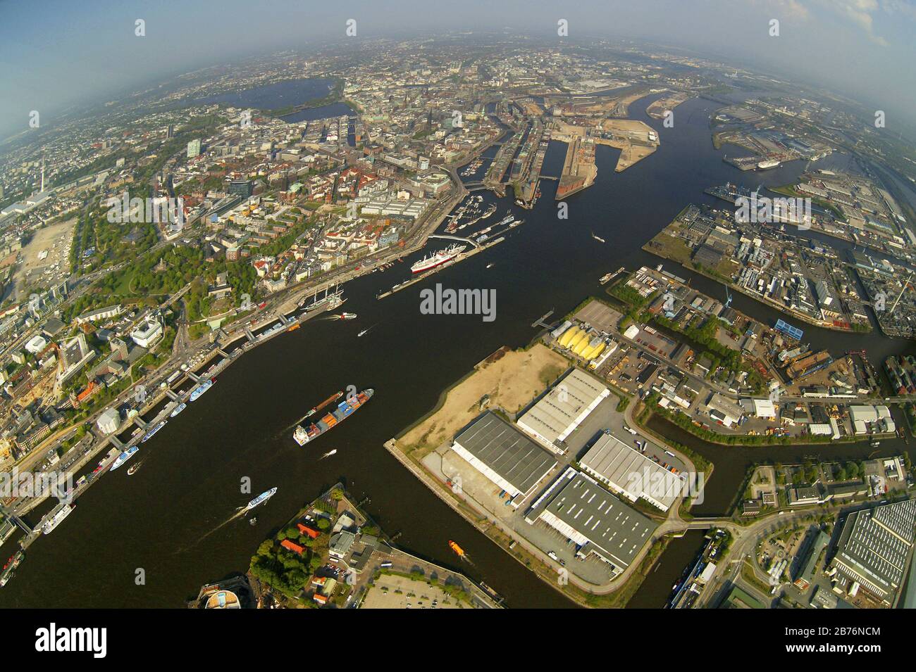 , porto di Amburgo a Norderelbe, 11.05.2006, vista aerea, Germania, Amburgo Foto Stock