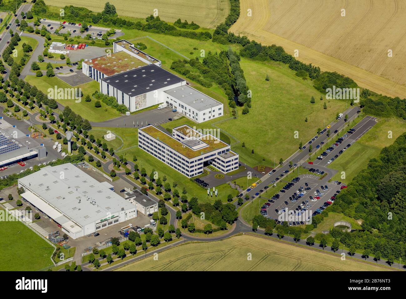 , business Park Olfetal in Ahlen, 12.07.2012, vista aerea, Germania, Nord Reno-Westfalia, Ahlen Foto Stock