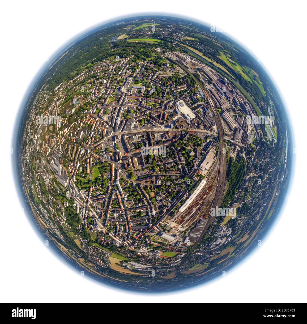 , centro città di Witten, 12.07.2012, vista aerea, Germania, Renania settentrionale-Vestfalia, Ruhr Area, Witten Foto Stock