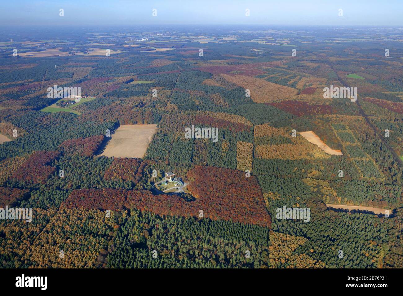 Ex Air Shaft Hohe Mark, progettato per la sede legale a Haltern-Lippramsdorf, 28.10.2012, vista aerea, Germania, Nord Reno-Westfalia, Ruhr Area, Haltern Foto Stock