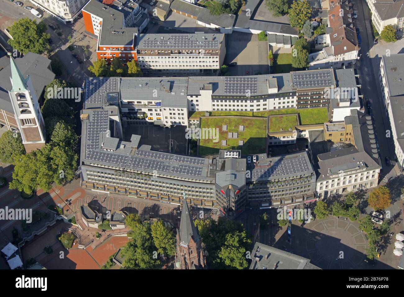Sede principale della banca Sparkasse Gelsenkirchen, 29.09.2011, vista aerea, Germania, Renania Settentrionale-Vestfalia, Area della Ruhr, Gelsenkirchen Foto Stock