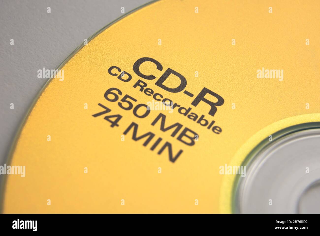 CD-R CD in oro registrabile con informazioni sulla capacità Foto Stock