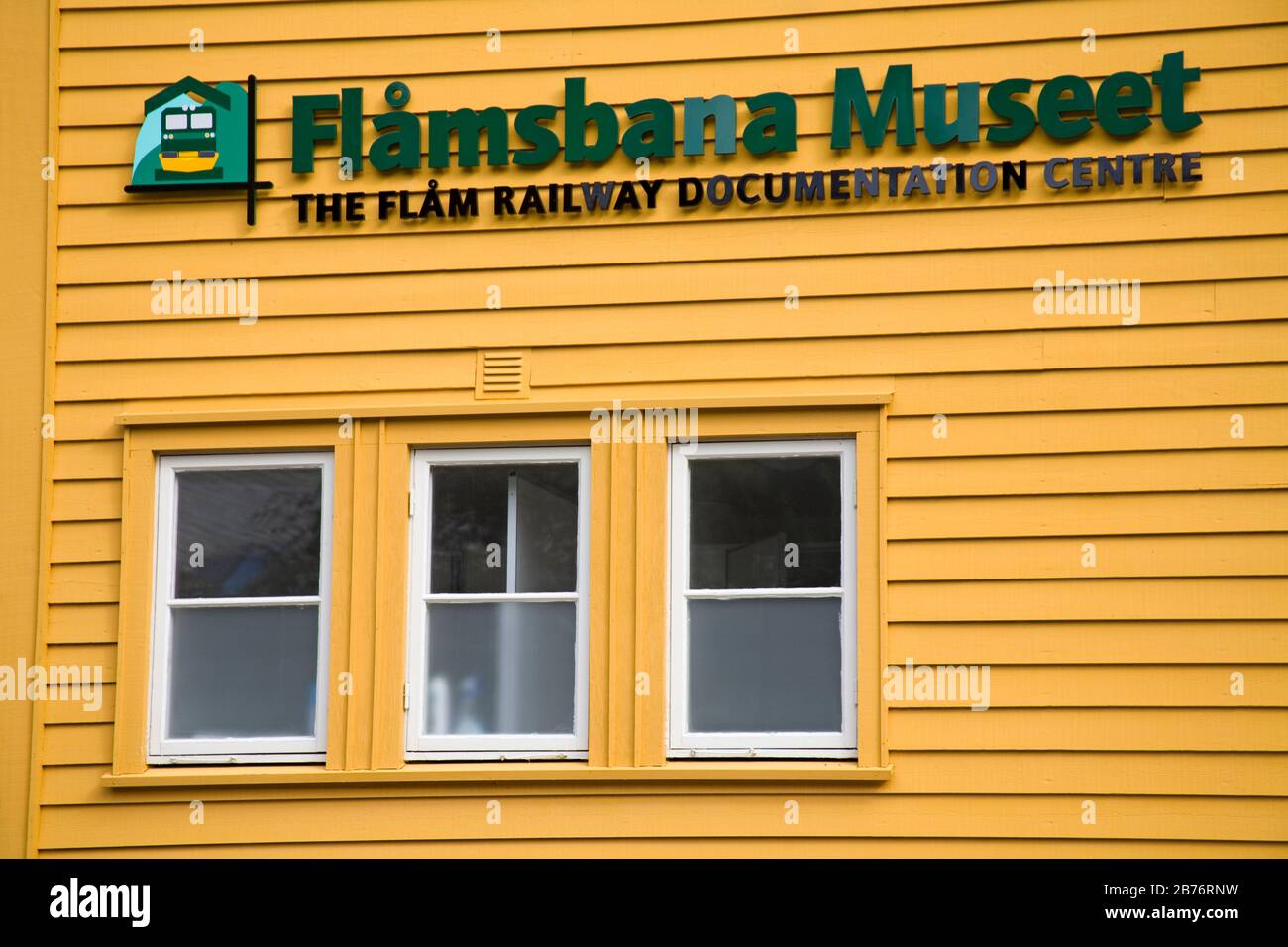 Museo Flamsbana, Villaggio Flam, Sognefjorden, Fiordi Occidentali, Norvegia, Scandinavia Foto Stock