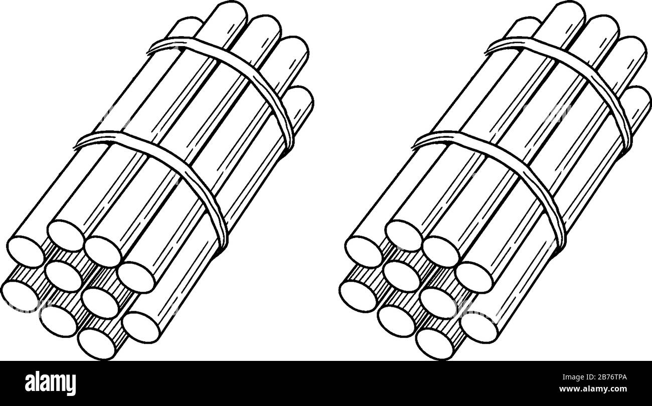 Una rappresentazione tipica di un fascio di 20 bastoncini raggruppati in decine che può essere utilizzato per insegnare il conteggio, il raggruppamento e il valore del luogo, linea vintage dra Illustrazione Vettoriale