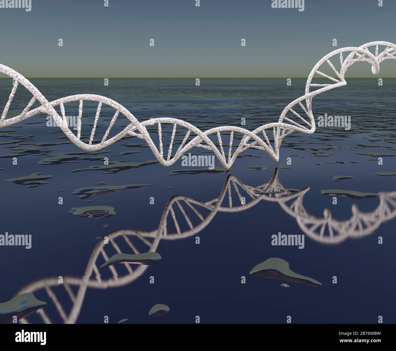 Immagine concettuale di DNA spettrale su distesa di acqua ferma. Foto Stock