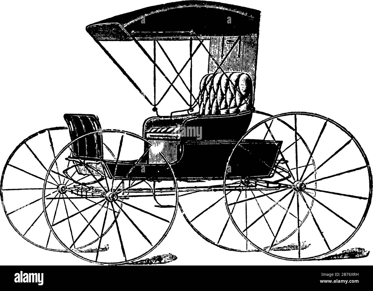 Rappresenta Buggy, un cavallo americano, carrello a quattro ruote, si riferisce a una leggera, semplice, due-persona carrozza della fine del 18, 19 e primi 20 centurie Illustrazione Vettoriale
