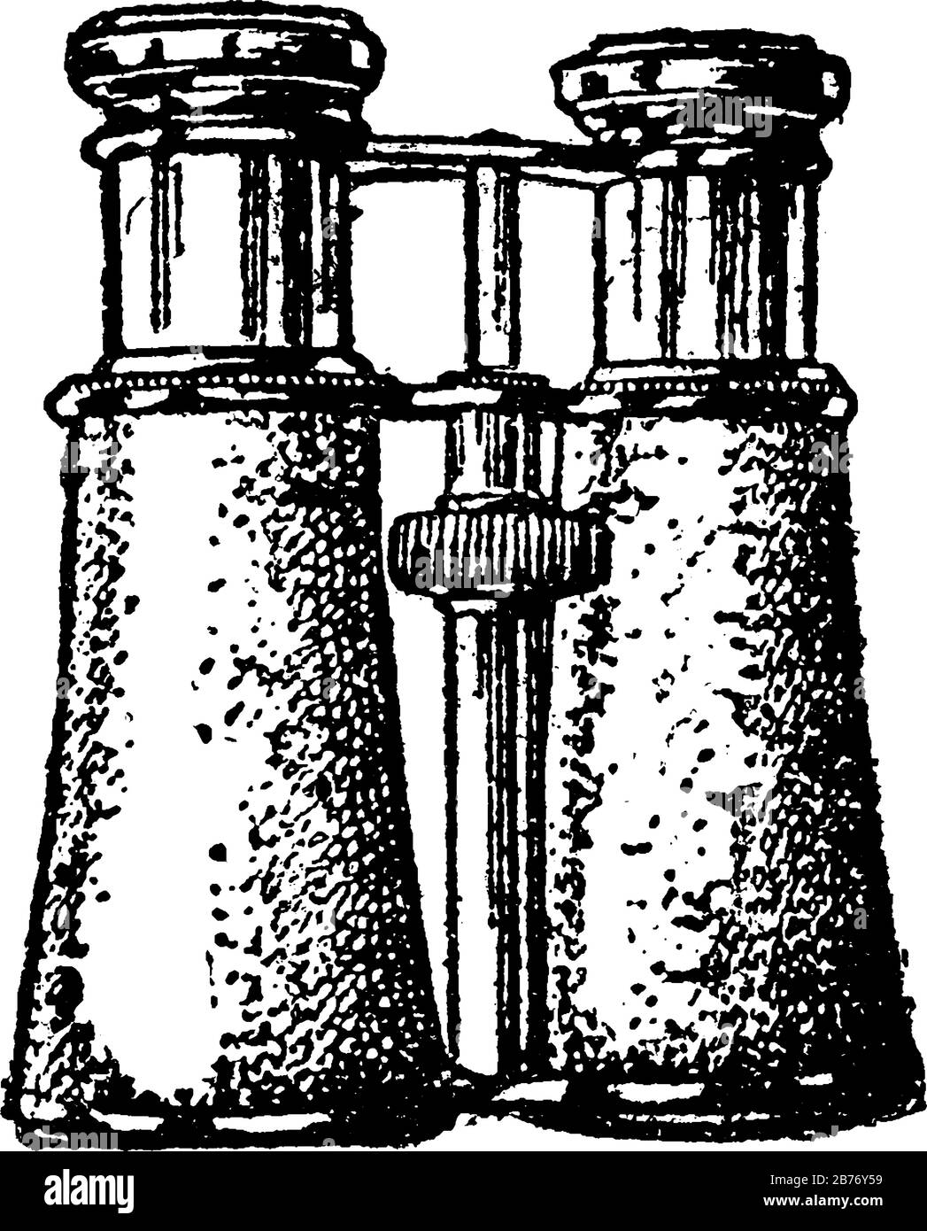 Il binocolo, 1903, è costituito da due telescopi, montati affiancati e visti dall'utente con entrambi gli occhi per mettere a fuoco e vedere oggetti lontani, vinta Illustrazione Vettoriale