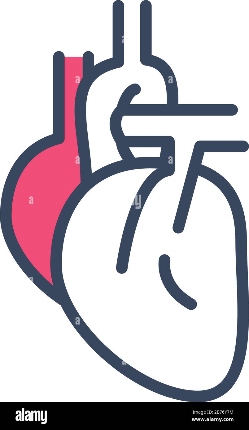 icona a forma di mezzeria e colore dell'organo umano del cuore Illustrazione Vettoriale