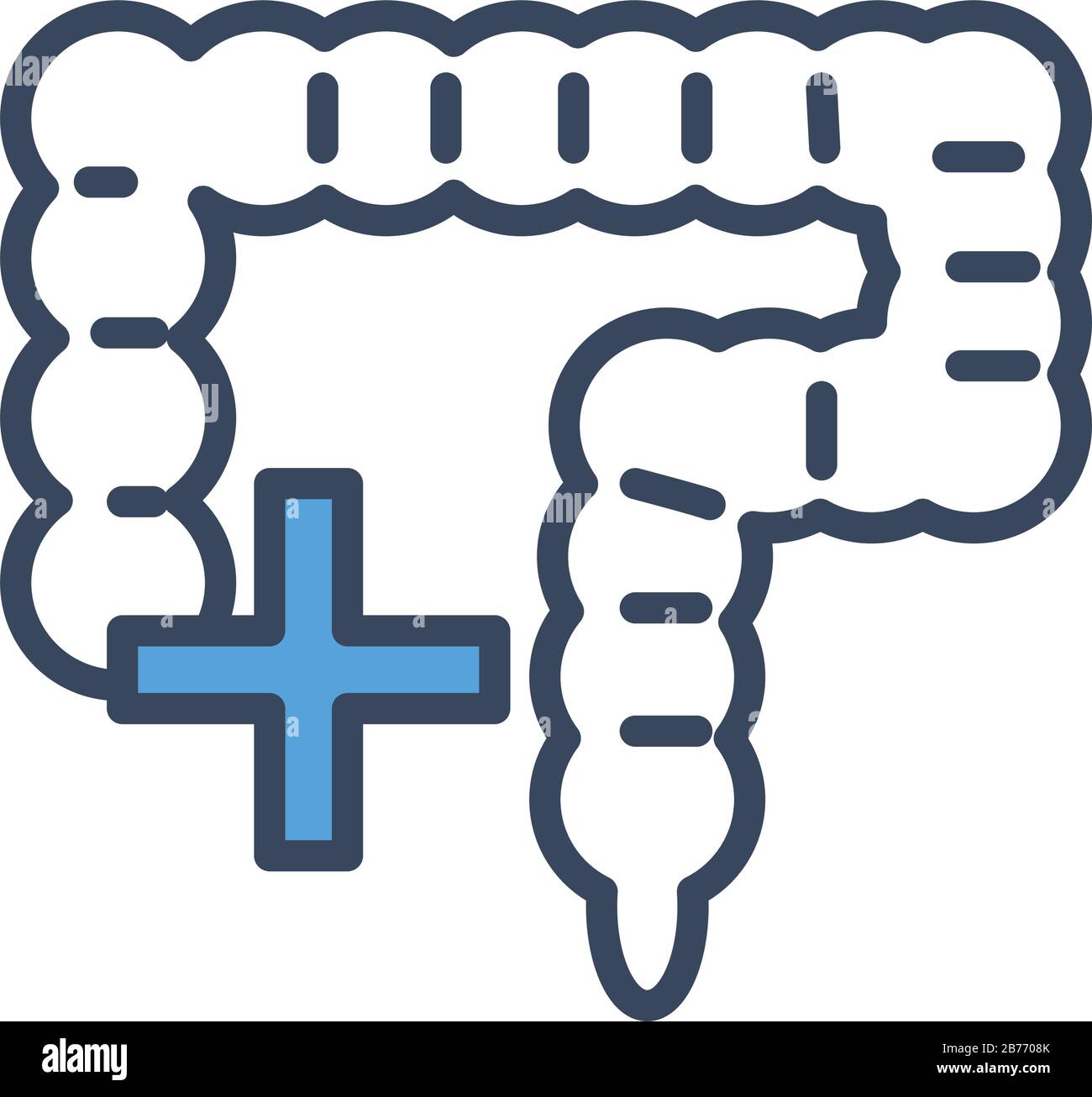 icona a forma di mezzeria dell'organo umano dell'intestino crasso e di colore Illustrazione Vettoriale